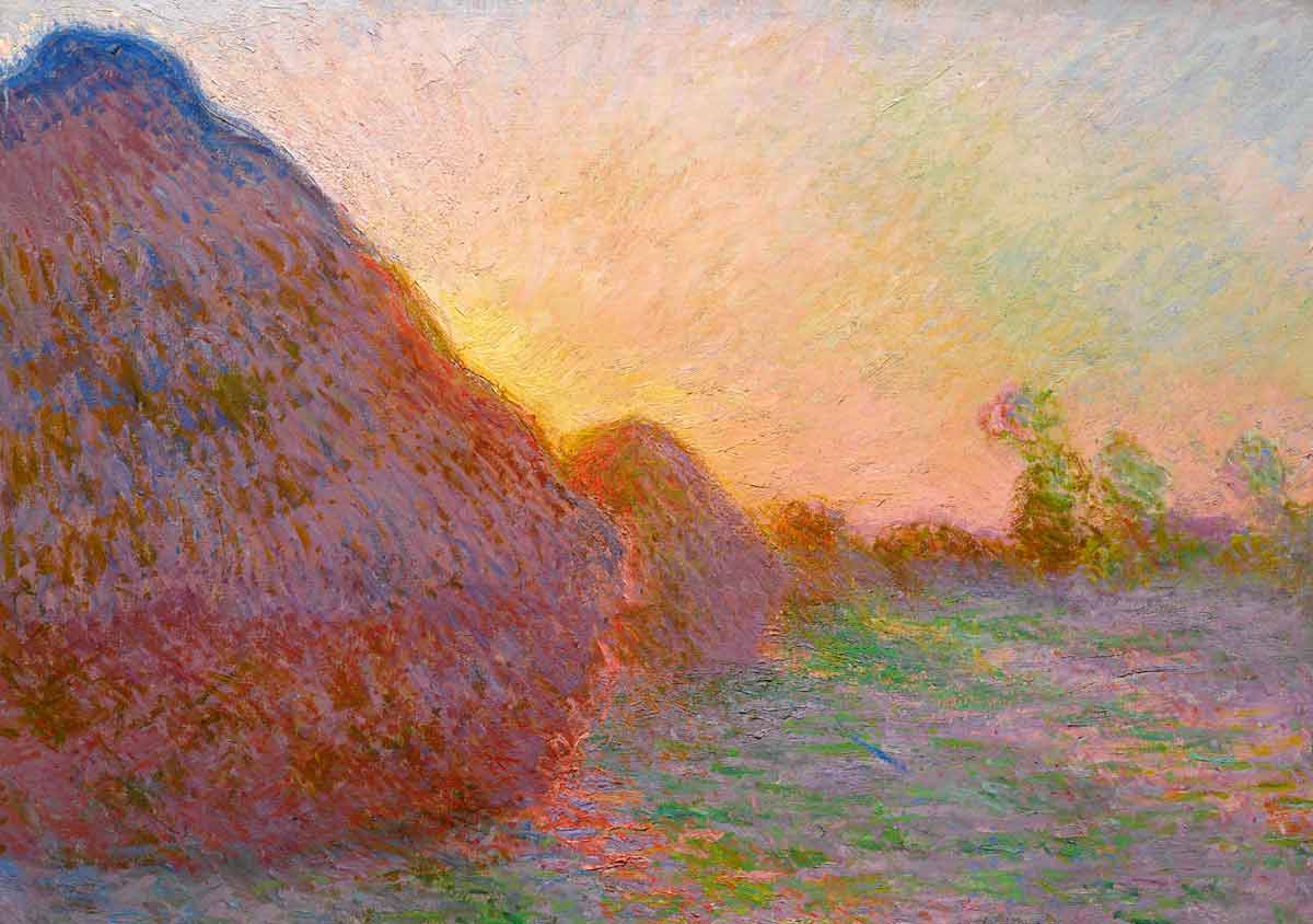 Cuadro de Monet de Heno a la puesta del sol