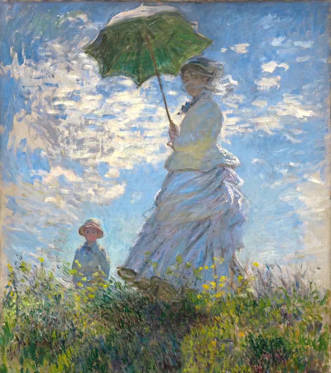 Claude Monet , mujer con sombrilla, que era su mujer y de fondo de se a su hija.