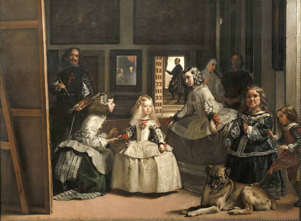 Cuadros de Velázquez de la familia del Rey, en la que aparece el pintor de fondo.