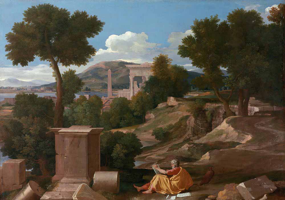Obra de Nicolas Poussin, Paisaje con San Juan en Patmos