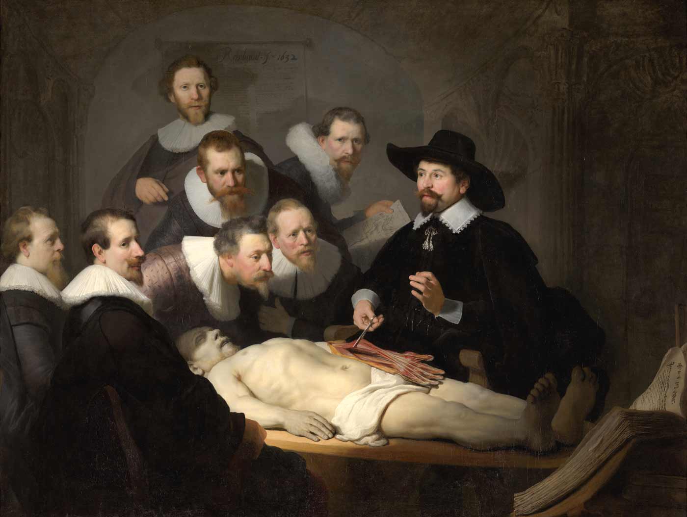 Lección de anatomía, una de las grandes obras de Rembrandt.