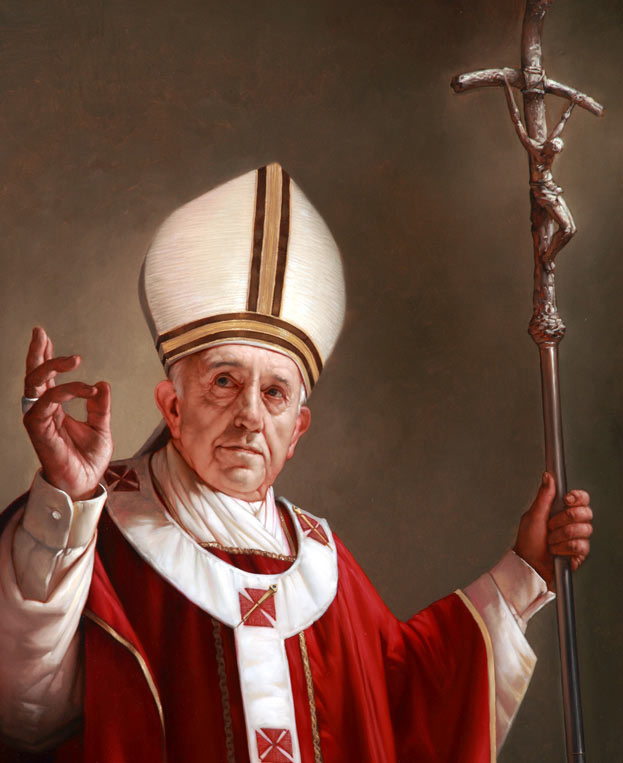 Retrato del papa Francisco, el Papa golpista, del pintor Roberto Ferri