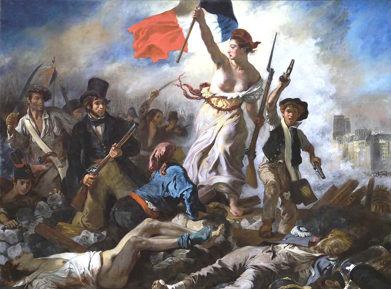 Pintada para conmemorar las Tres Glorias (la revolución de julio de 1830), muestra a una mujer con el torso descubierto
