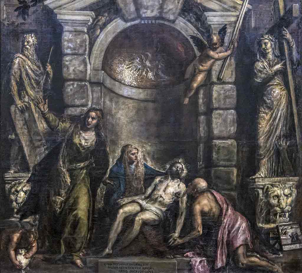 Cuadro en el que se muestra El entierro de Cristo, de Tiziano