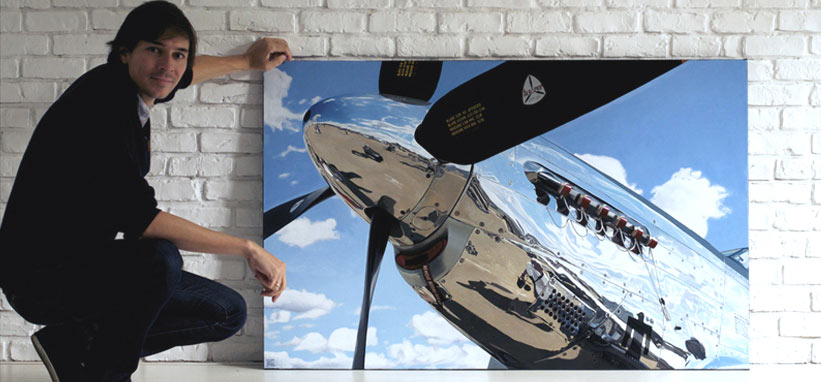 Reflejos de acero en un cuadro de un avión de Luis Perez