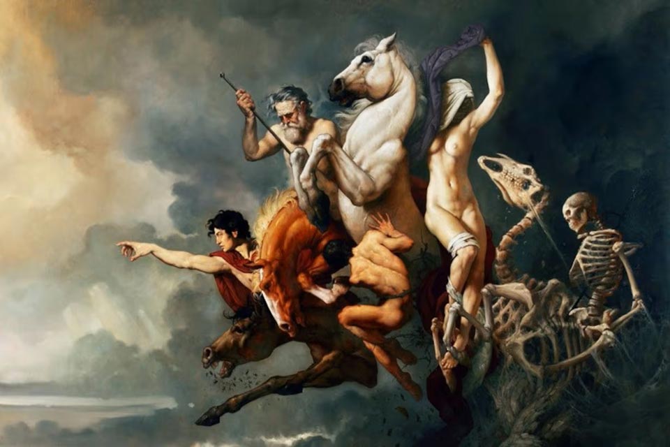 Pintura alegórica de un caballo blanco de Roberto Ferri
