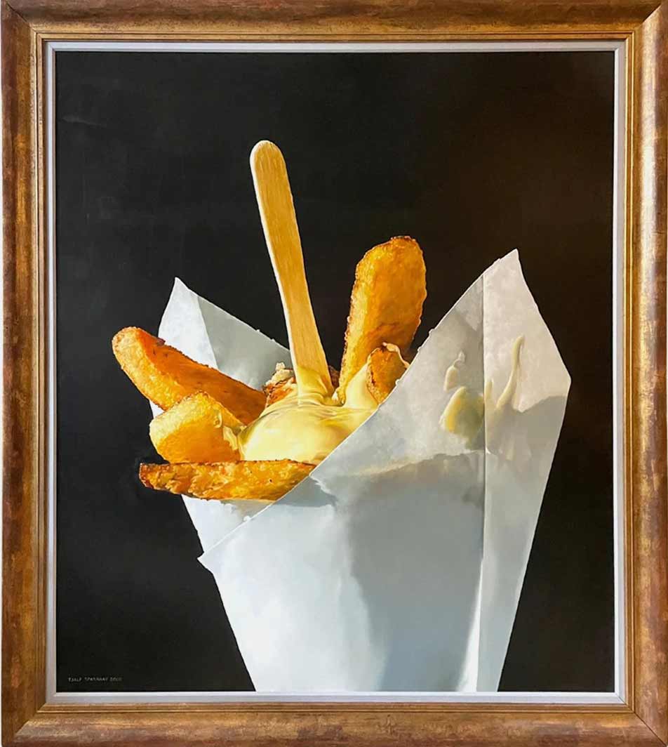 Tjalf Sparnaays pintura basura hiperrealista de patatas fritas basura