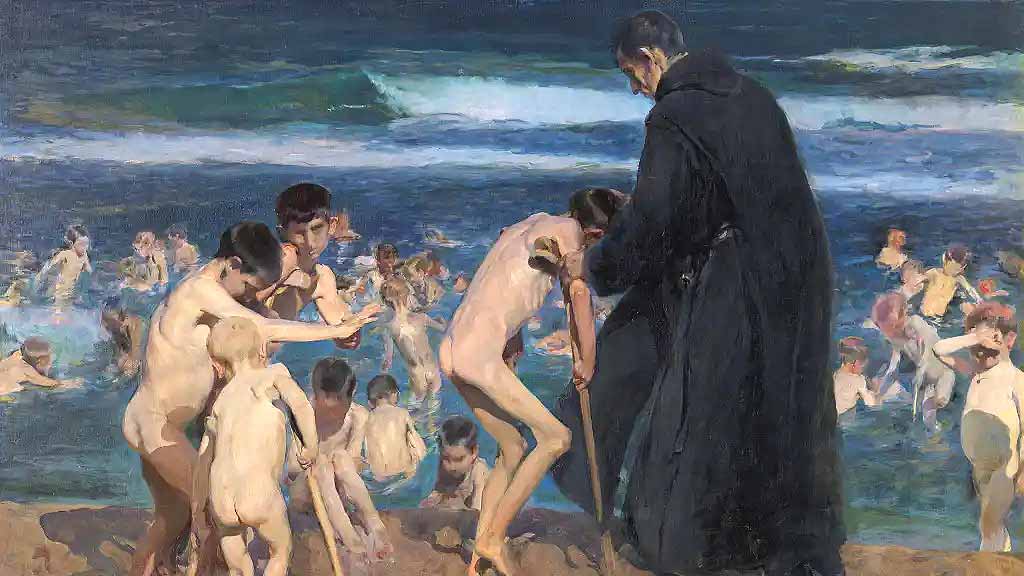 Cuadro de Sorolla de niños enfermos en su primera etapa. Después los cuadros fueron más alegres.